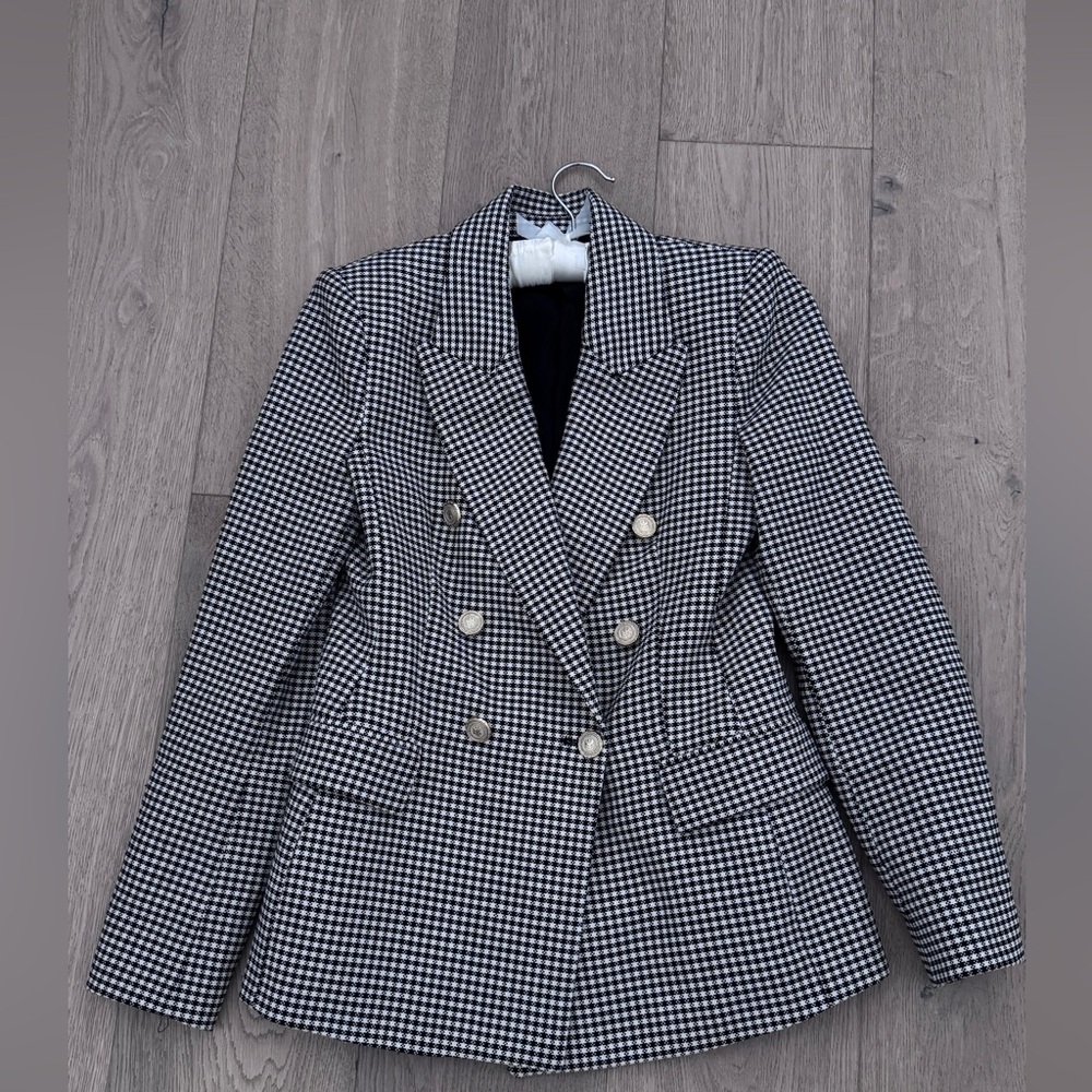 Zara Monochrome Checkered Blazer